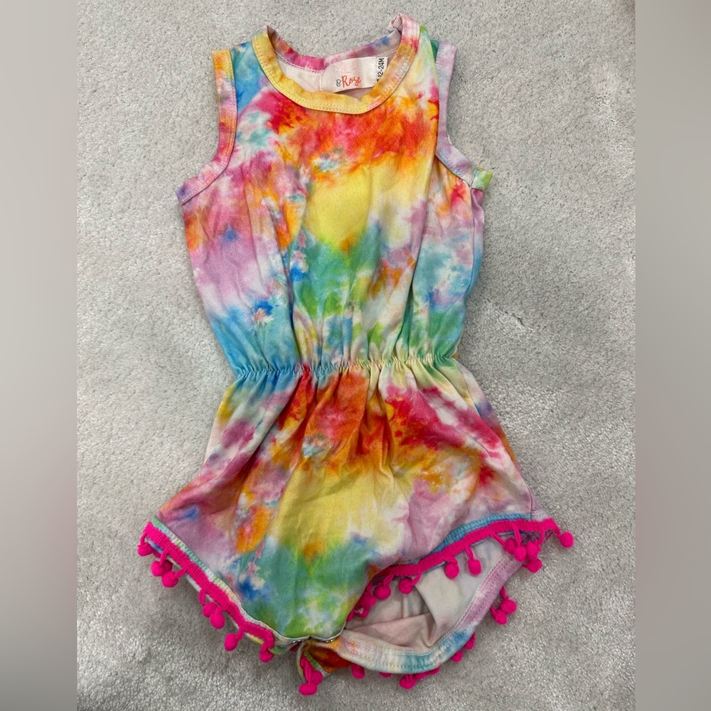 Mila & Rose Tie Dye Pom Pom Romper 18-24